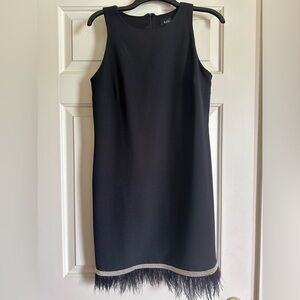 MSK Embellished Feather Trim Shift Dress - Sz S